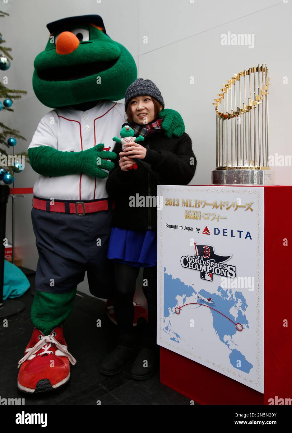 Boston Red Sox mascot Tessie the Green Monster before a spring training  baseball game against the Miami Marlins on March 5, 2023 at JetBlue Park in  Fort Myers, Florida. (Mike Janes/Four Seam