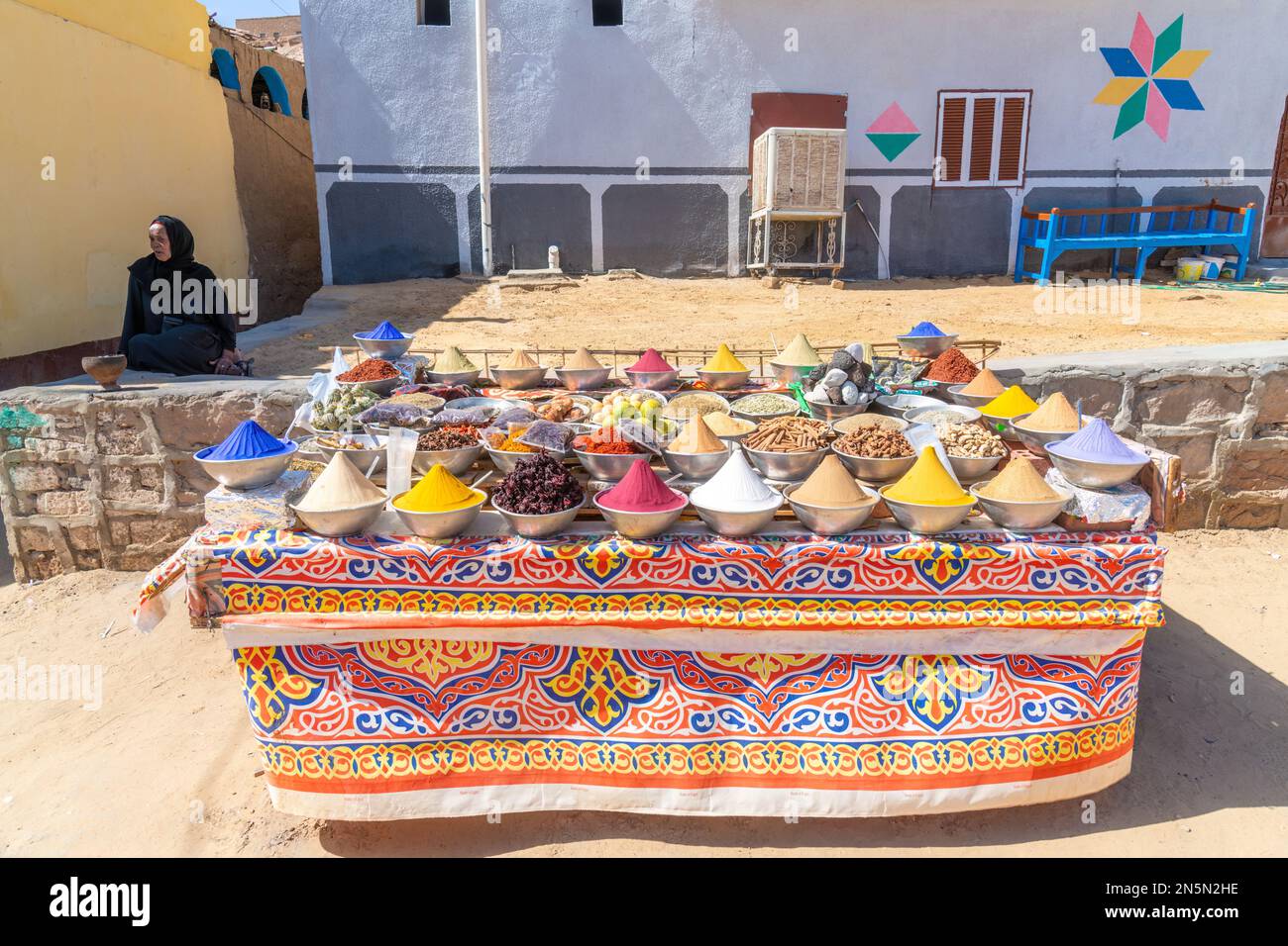 Aswan, Egypt; February 7, 2023 A typical Nubian market in Aswan
