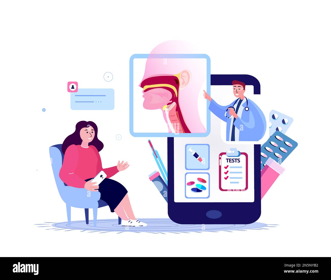 Online ENTDoctor Consultate Patient.Inflammation,Nose,Throat.Tonsilis