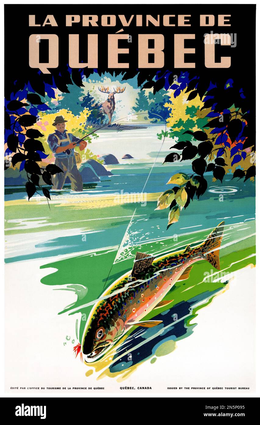 La Province de Québec. Artist unknown. Poster published around 1930 in Canada. Stock Photo
