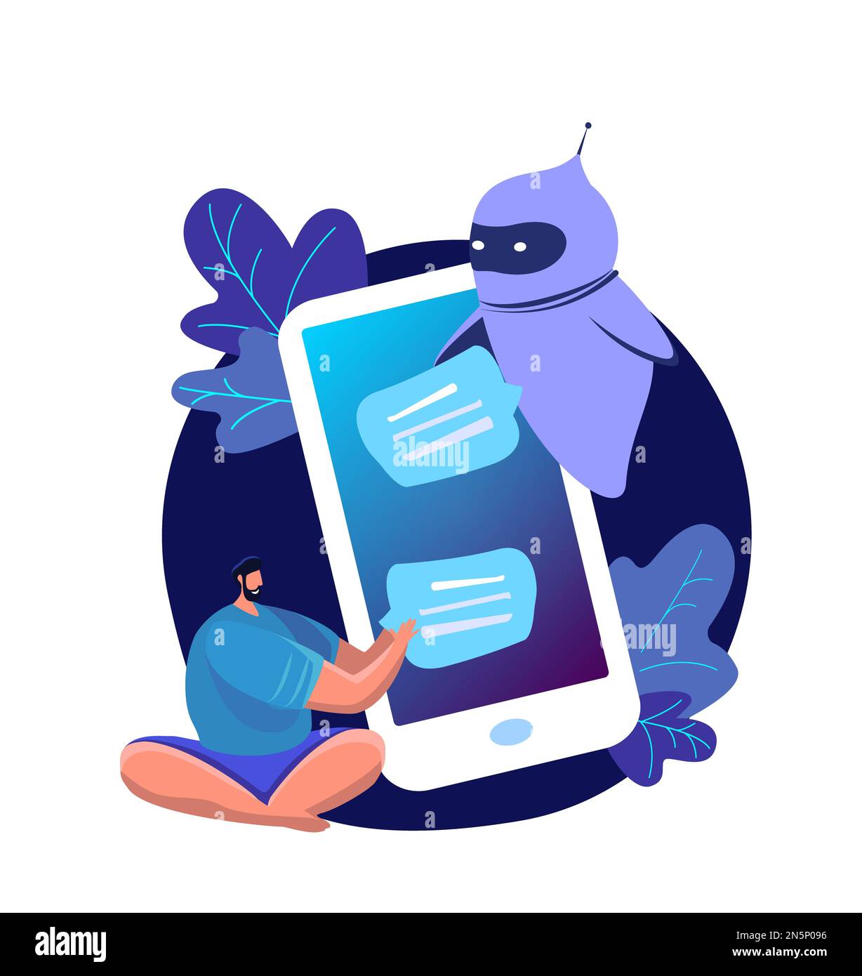 Customer user man Chatting with chatbot application Online Infrormation