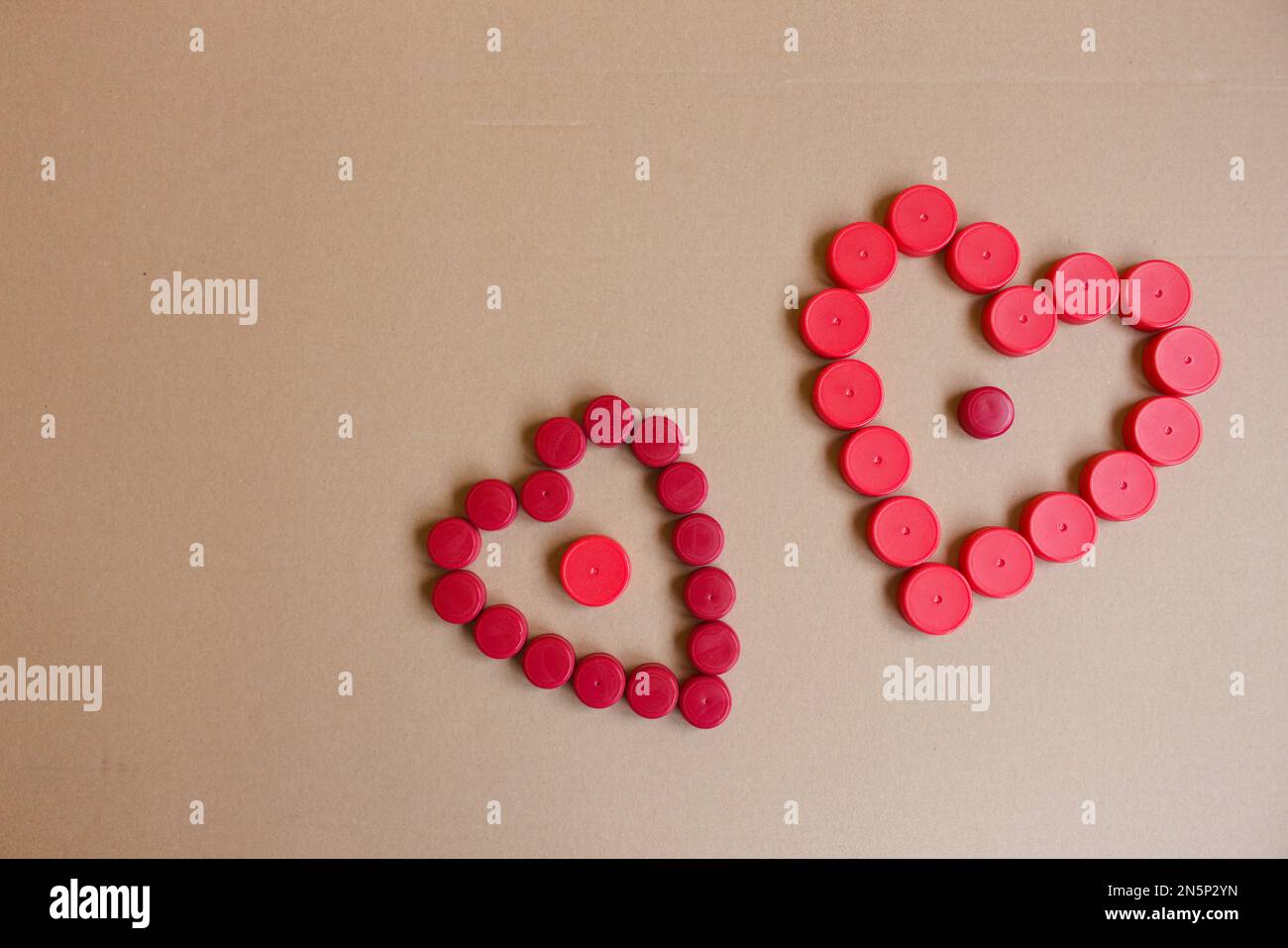 Environmentally friendly Valentine's Day gift. Two hearts formed out of