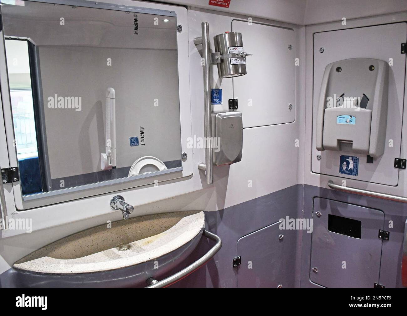 General view of the washroom inside the coach of Vande Bharat Express