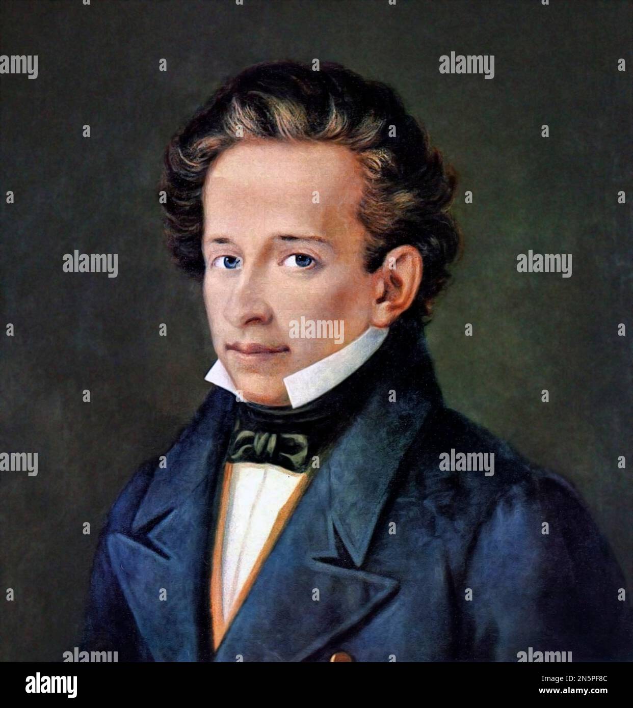 Giacomo Leopardi. Portrait of the Italian philosopher and poet, Count Giacomo Taldegardo Francesco di Sales Saverio Pietro Leopardi (1798-1837) by S Ferrazi, c. 1820 Stock Photo