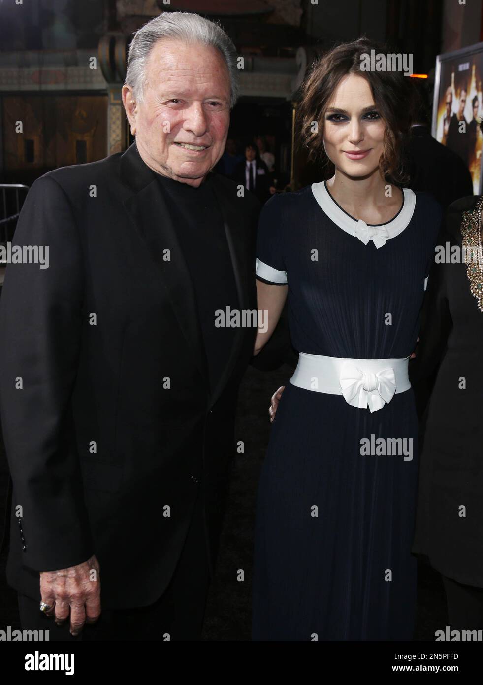 Keira Knightley, right, and Mace Neufeld pose together at the premiere