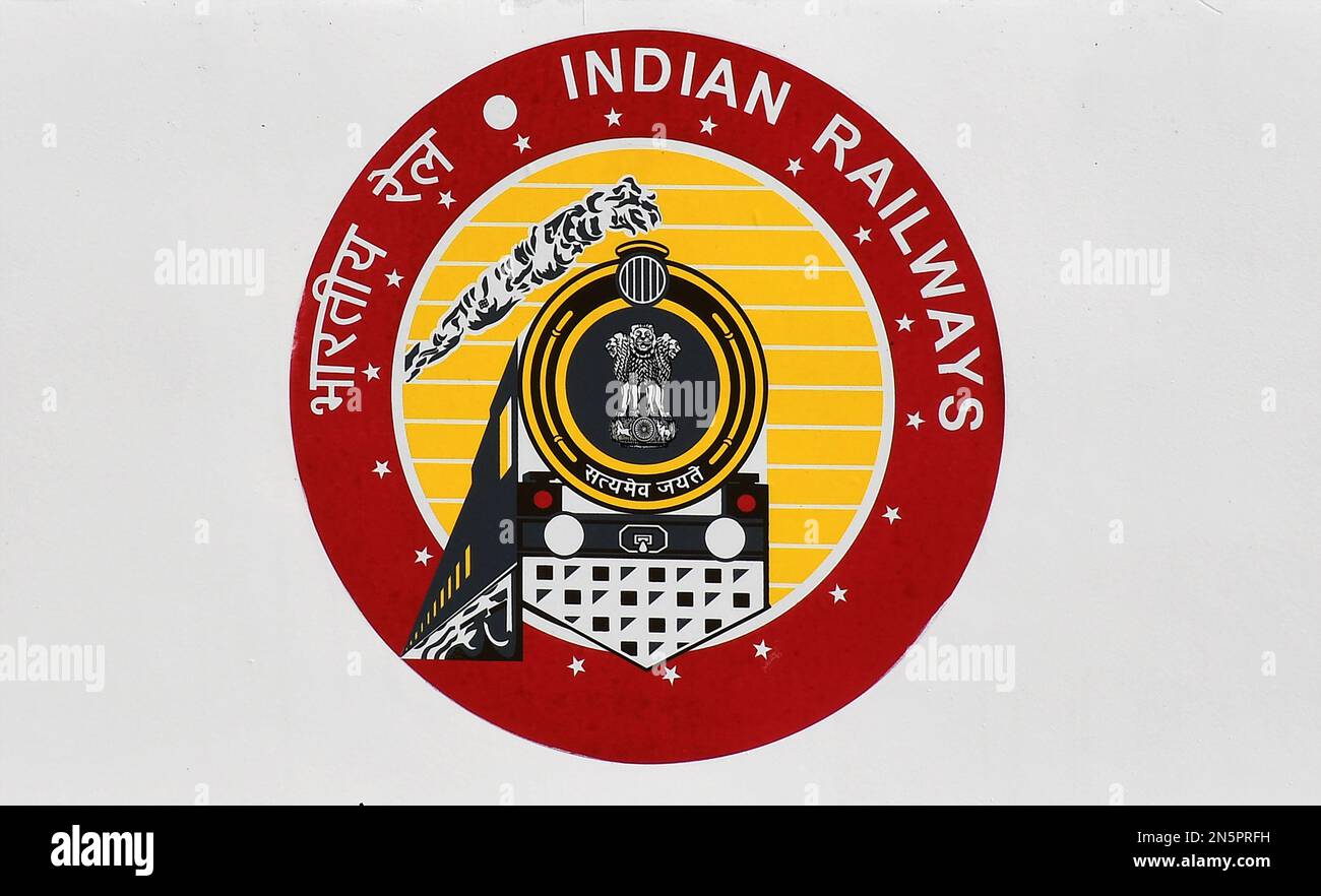 Mumbai, Maharashtra, India. 9th Feb, 2023. Indian Railway logo seen on Vande Bharat Express stationed at Chhatrapati Shivaji Maharaj Terminus (CSMT). Indian Prime Minister Narendra Modi will flag off Vande Bharat Express train for two routes, Chhatrapati Shivaji Maharaj Terminus (CSMT) and Sainagar Shirdi to Solapur on Friday in Mumbai. (Credit Image: © Ashish Vaishnav/SOPA Images via ZUMA Press Wire) EDITORIAL USAGE ONLY! Not for Commercial USAGE! Stock Photo