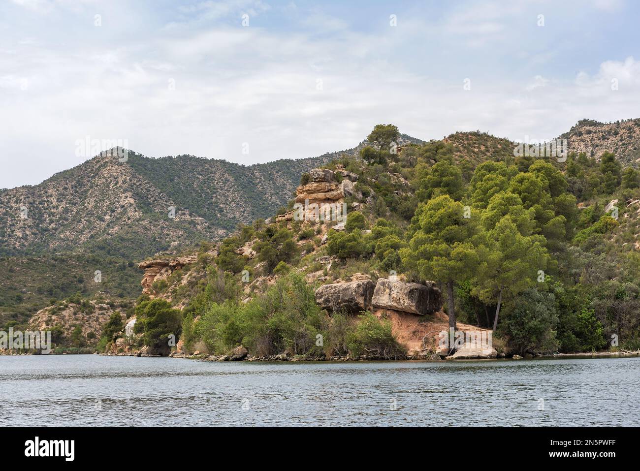 Riada Ribarroja Rock formation on the banks of the Ribarroja Reservoir, Catalonia ...