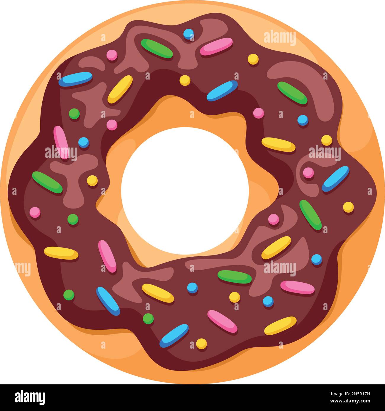 Donut with chocolate icing and sprinkles. Cartoon food icon Stock Vector  Image & Art - Alamy