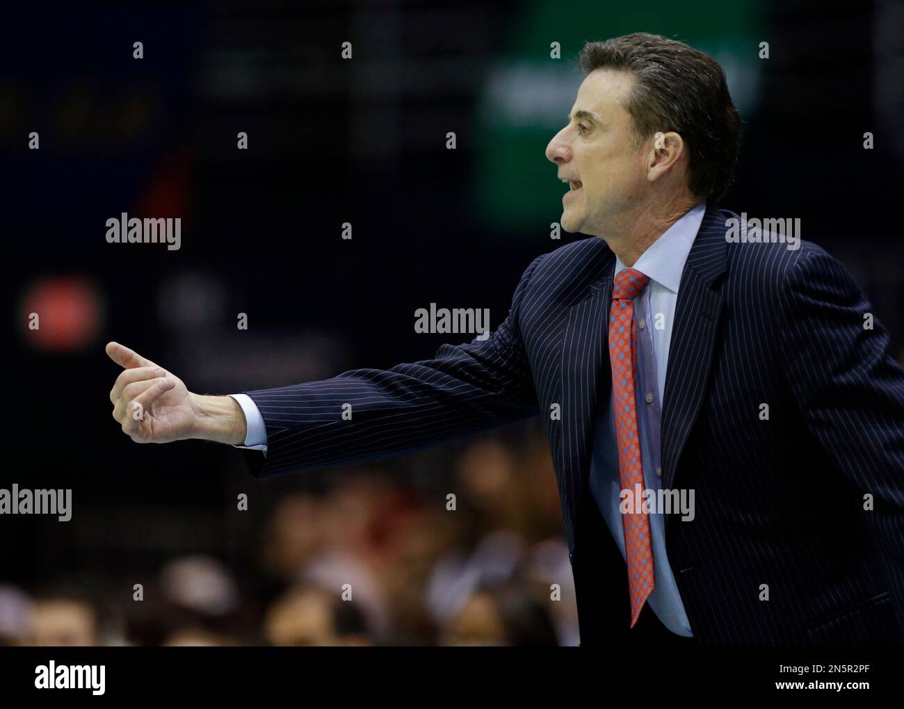 Louisville's Head Coach Rick Pitino Gestures In The Second Half Of An 