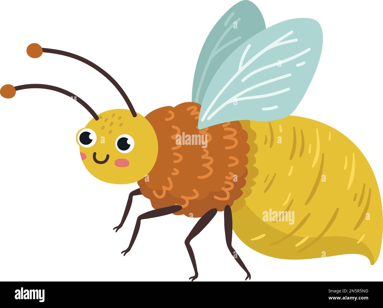 Flying bumblebee. Cute honey insect. Smiling bug Stock Vector Image