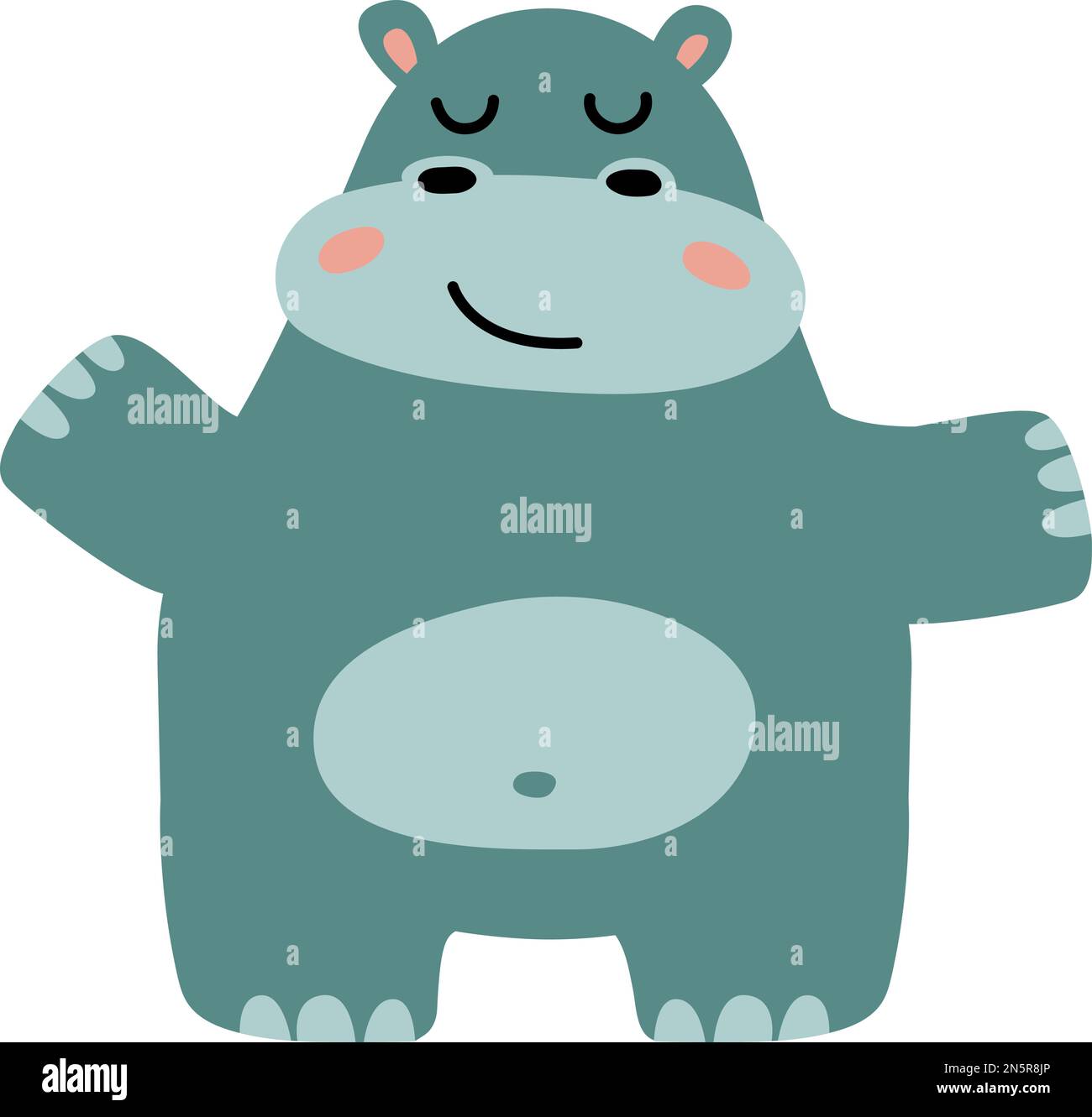 Cute baby hippo. Happy animal in scandinavian style Stock Vector Image