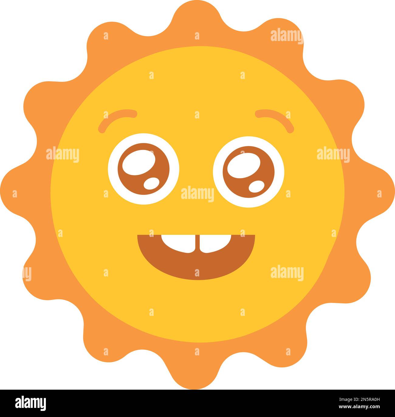 Funny sun character in good mood. Warm weather Stock Vector