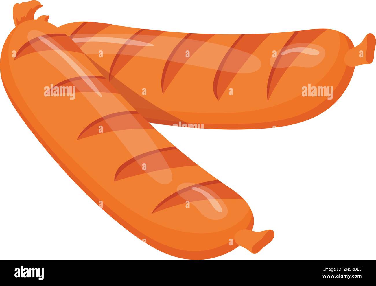 Grilled sausages cartoon icon. Roasted barbecue food isolated on white background Stock Vector