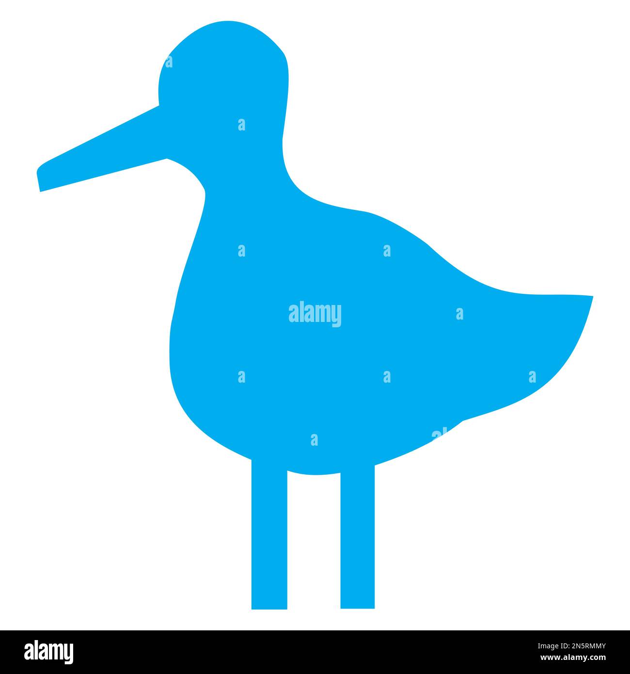 Blue and white vector graphic of a map symbol for a nature reserve. It shows a silhouette of a wading bird Stock Vector