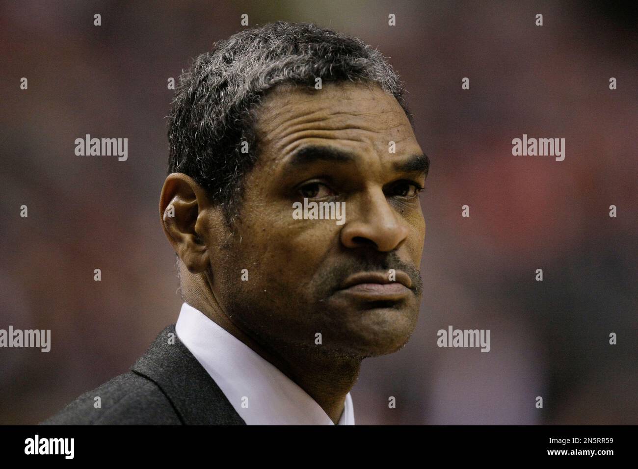 Detroit Pistons' coach Maurice Cheeks watches from the sidelines during