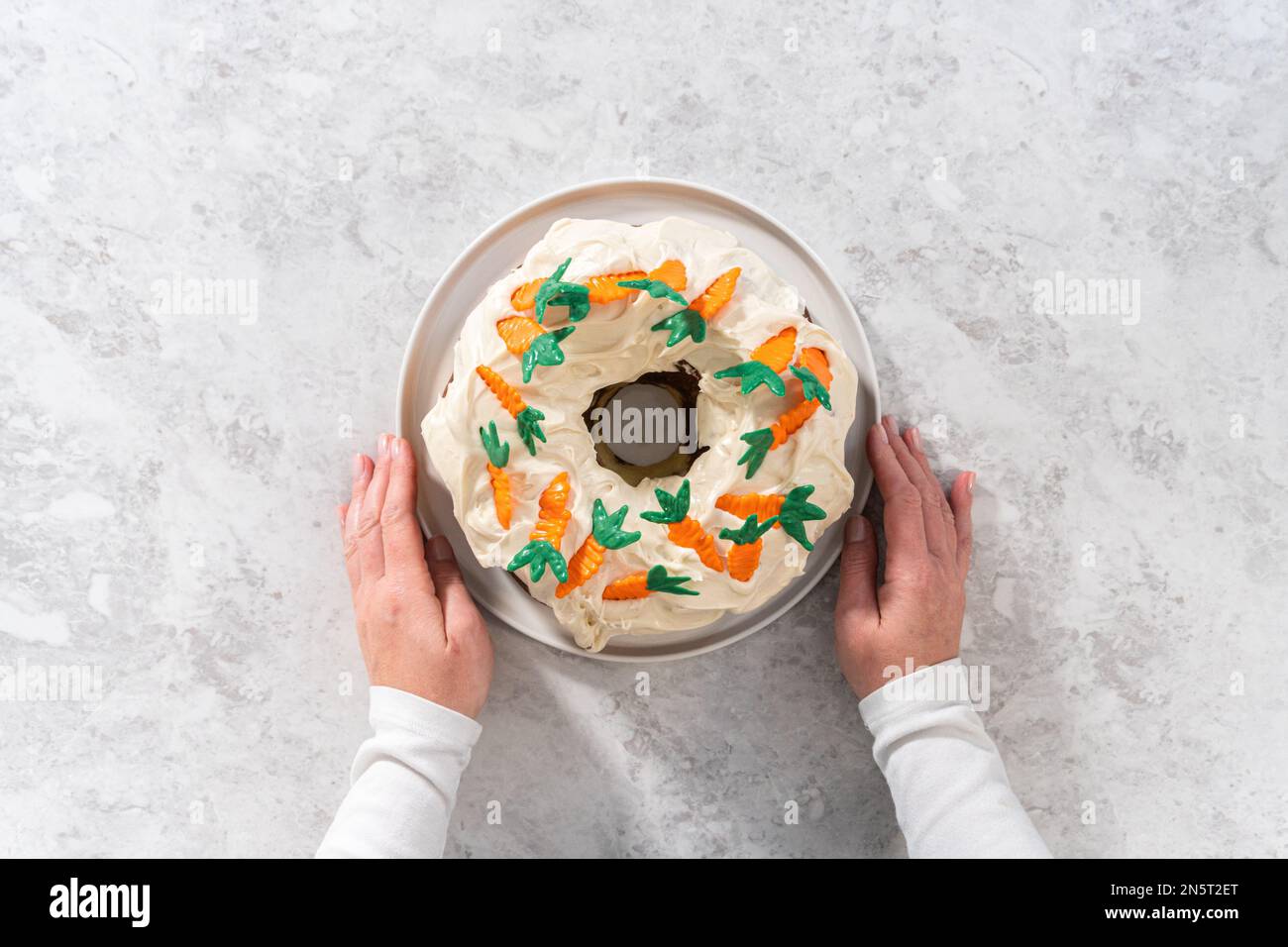 Carrot bundt cake with cream cheese frosting Stock Photo Alamy