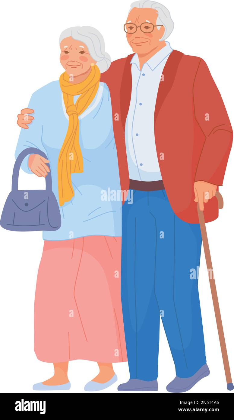 Old man and woman together. Happy senior couple isolated on white