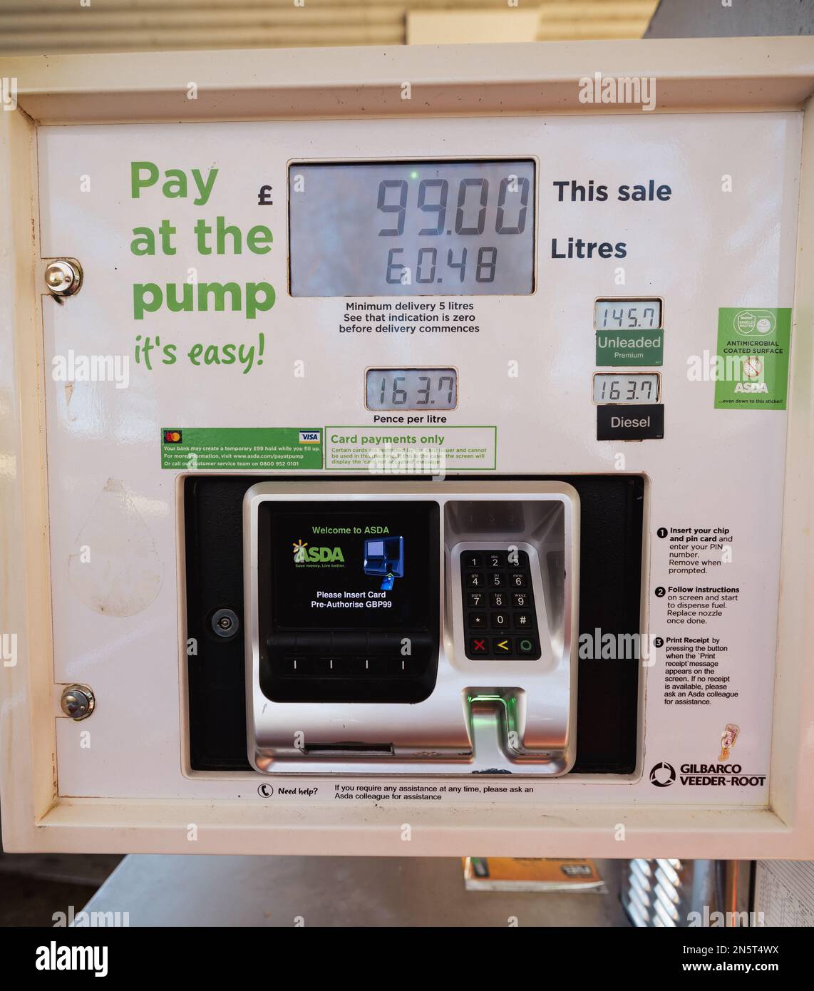 Petrol pump £99.00 limit at Pay at Pump ASDA supermarket petrol station