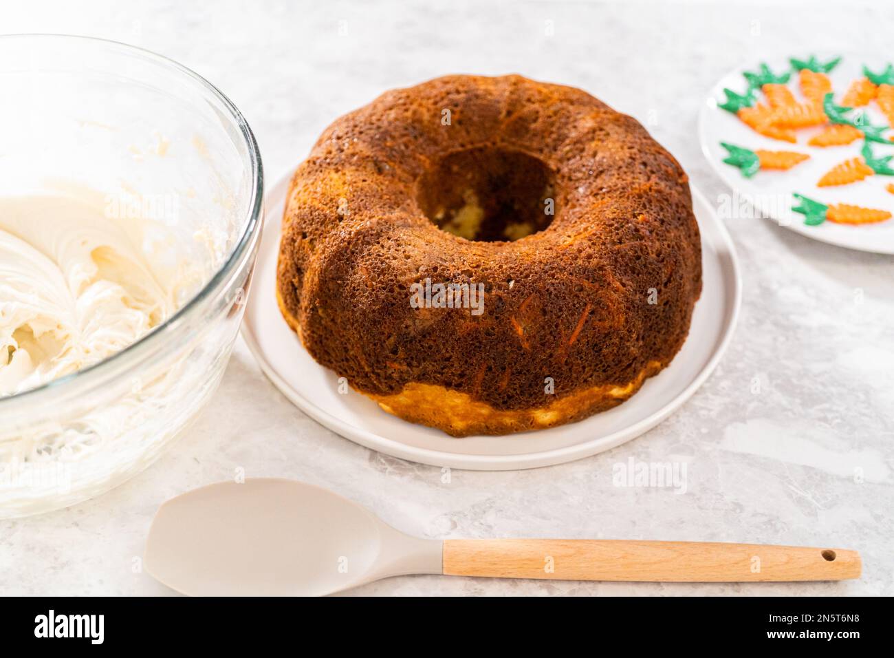 Carrot bundt cake with cream cheese frosting Stock Photo Alamy