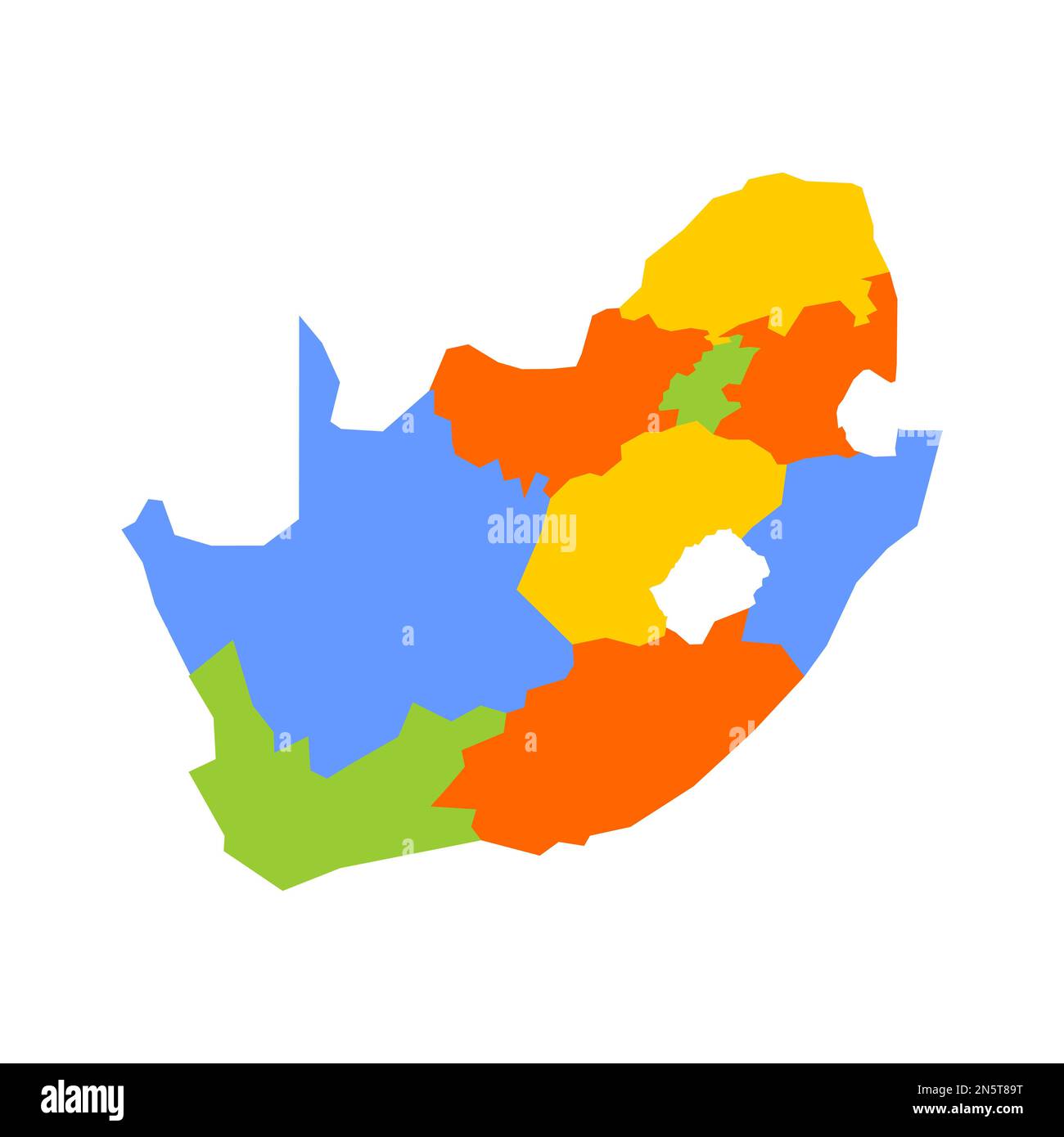 South Africa political map of administrative divisions - provinces. Blank colorful vector map. Stock Vector