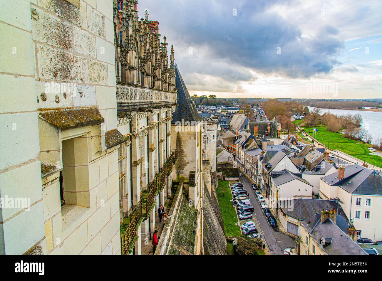 Amboise, France Dec. 30 2022 Bird view of Loire valley from the top