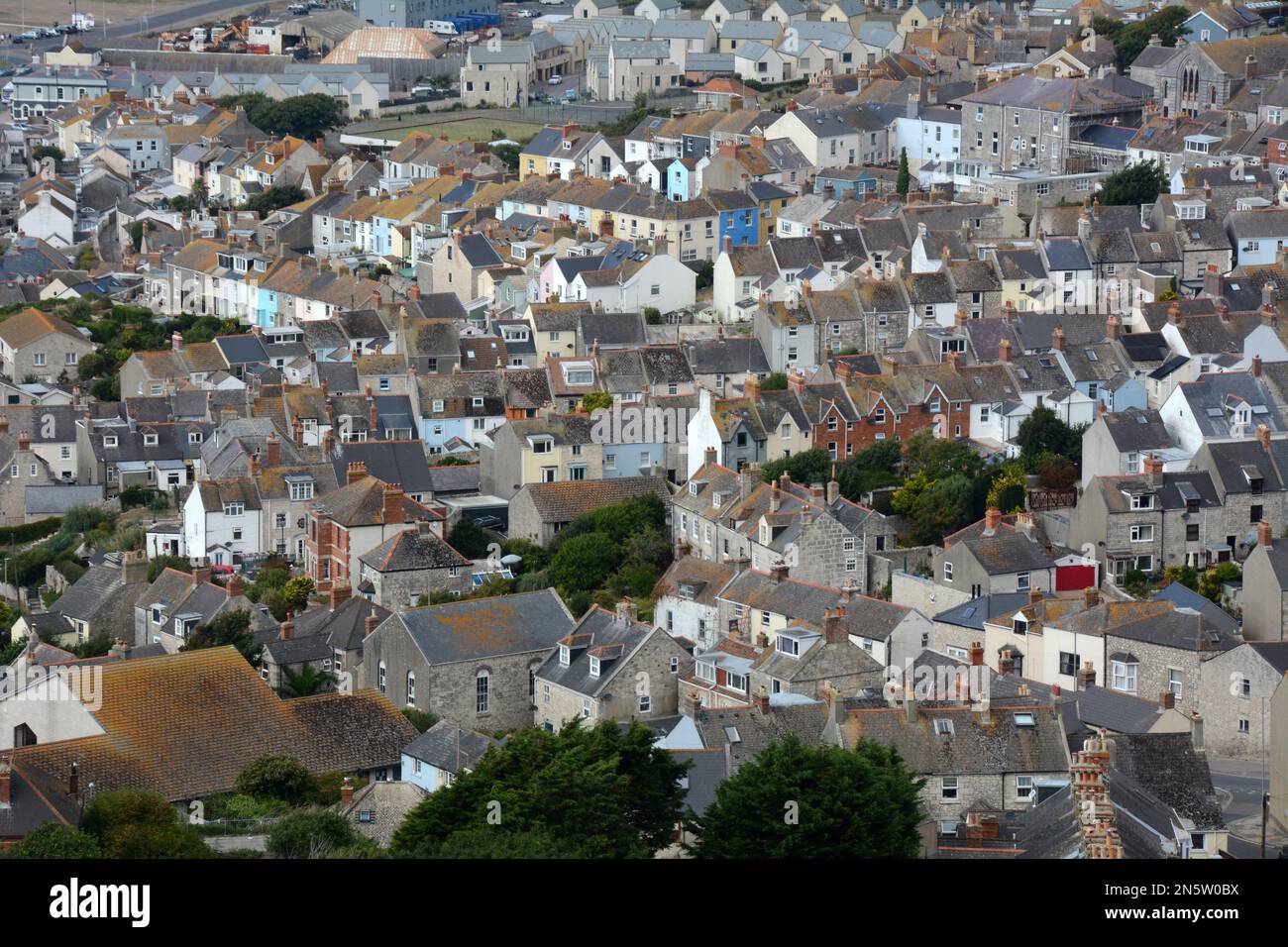 Residential houses in Castletown on the Isle of Portland, in Dorset, on