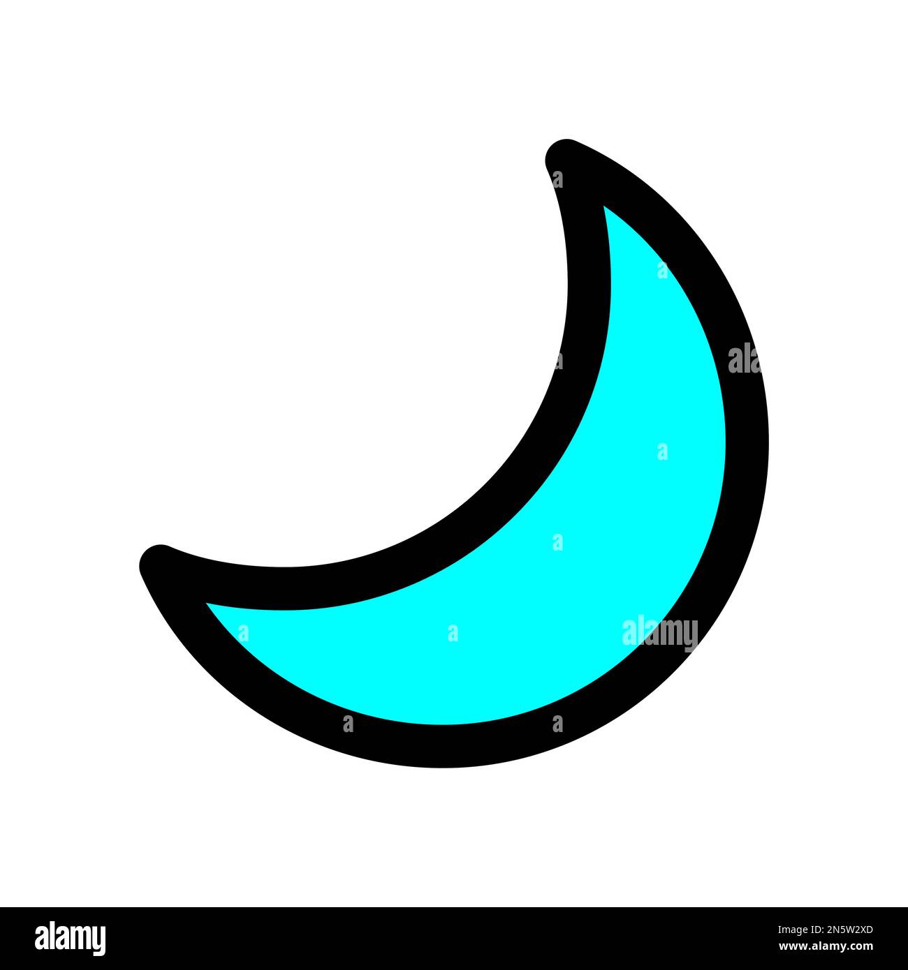 Moon icon line isolated on white background. Black flat thin icon on ...