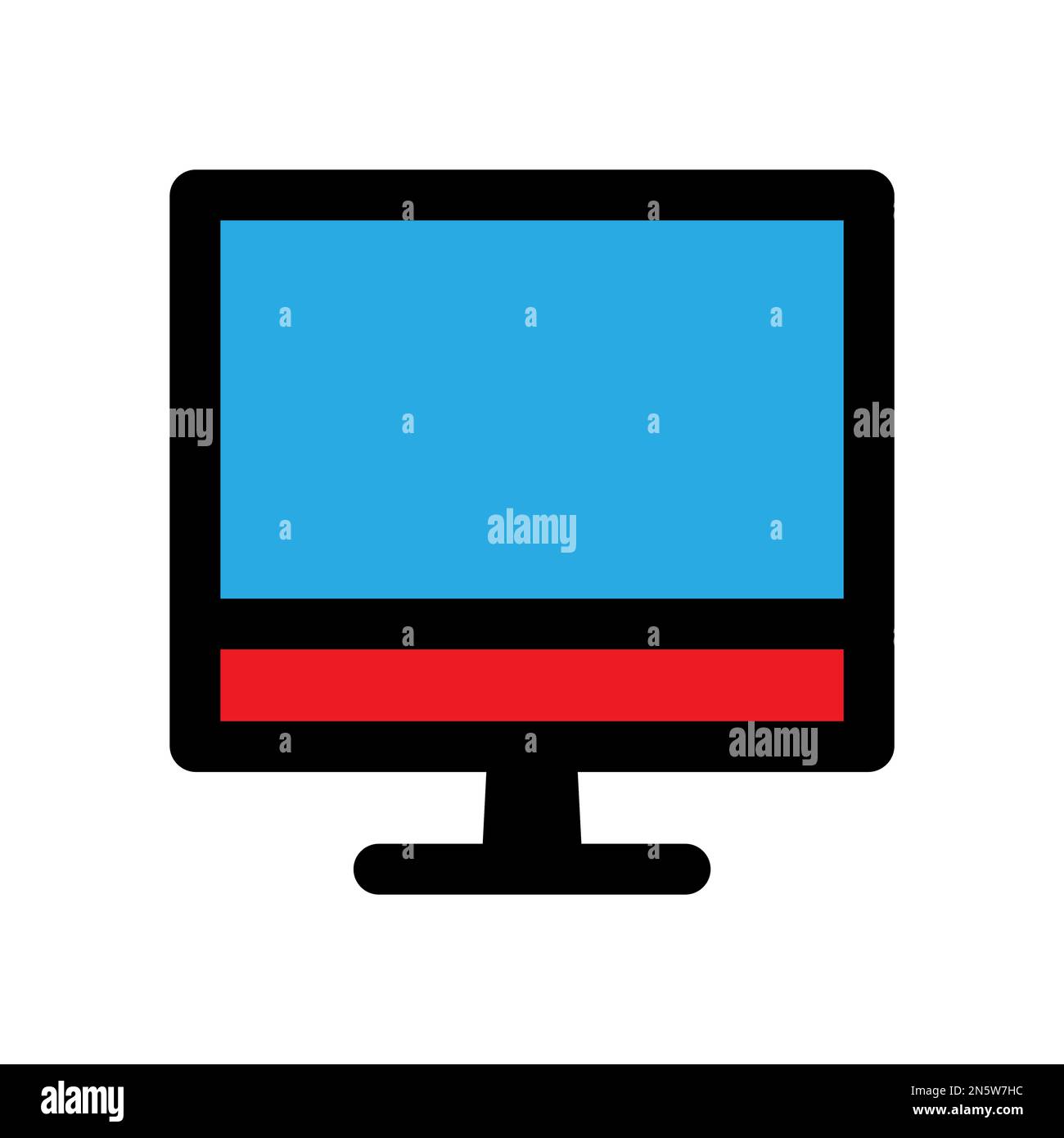 Computer monitor icon line isolated on white background. Black flat ...