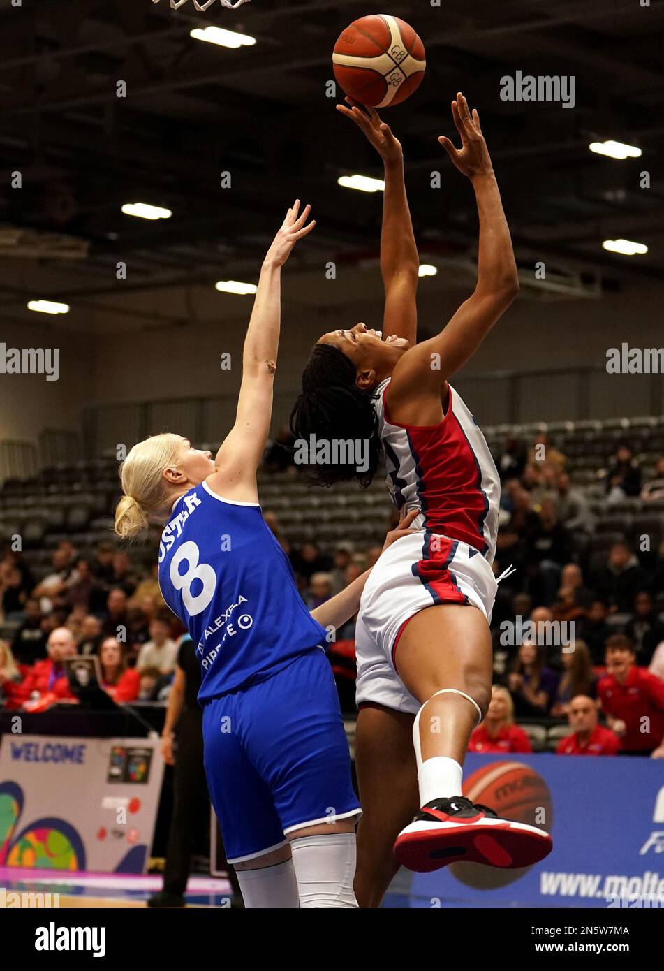 Great Britain's Kristine Anigwe scores a basket during the FIBA Women's  EuroBasket 2023 Qualifying match at the National Basketball Performance  Centre, Manchester. Picture date: Thursday February 9, 2023 Stock Photo -  Alamy