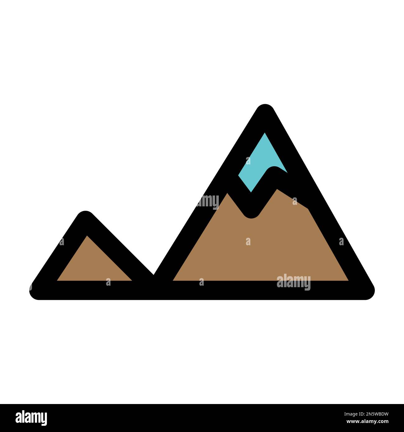 Mountain icon line isolated on white background. Black flat thin icon ...