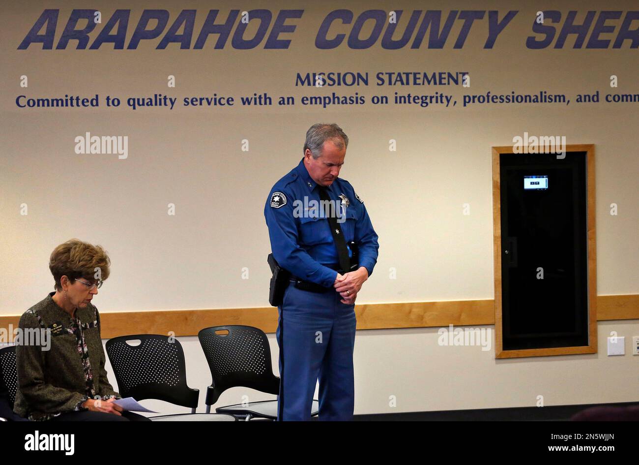 Arapahoe County Undersheriff David Walcher, right, and Centennial Mayor