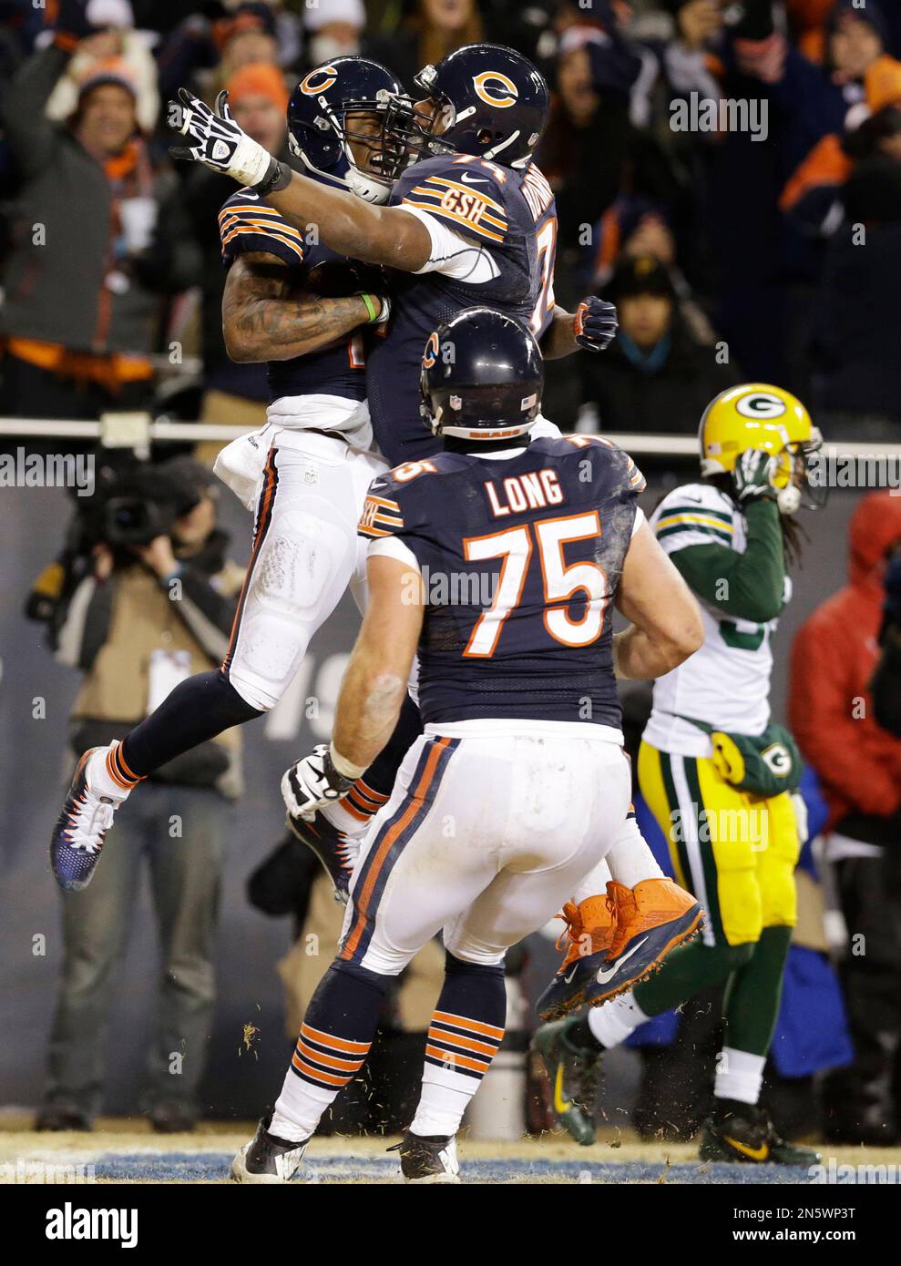 Chicago Bears offensive tackle Jermon Bushrod stands on the field