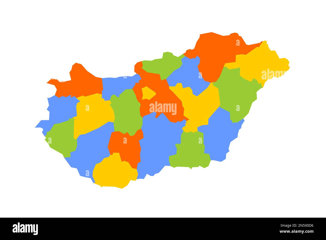 Hungary Political Map Of Administrative Divisions Counties And   Hungary Political Map Of Administrative Divisions Counties And Autonomous City Of Budapest Blank Colorful Vector Map 2N5X0D6 