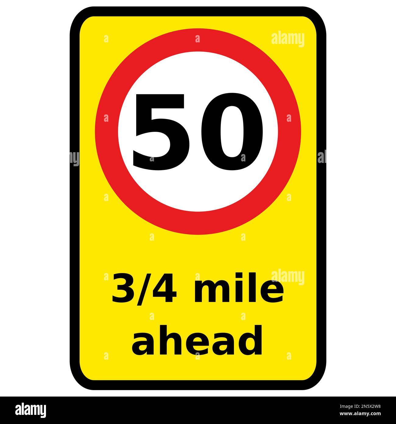 Vector graphic of a rectangular yellow sign warning of mandatory speed