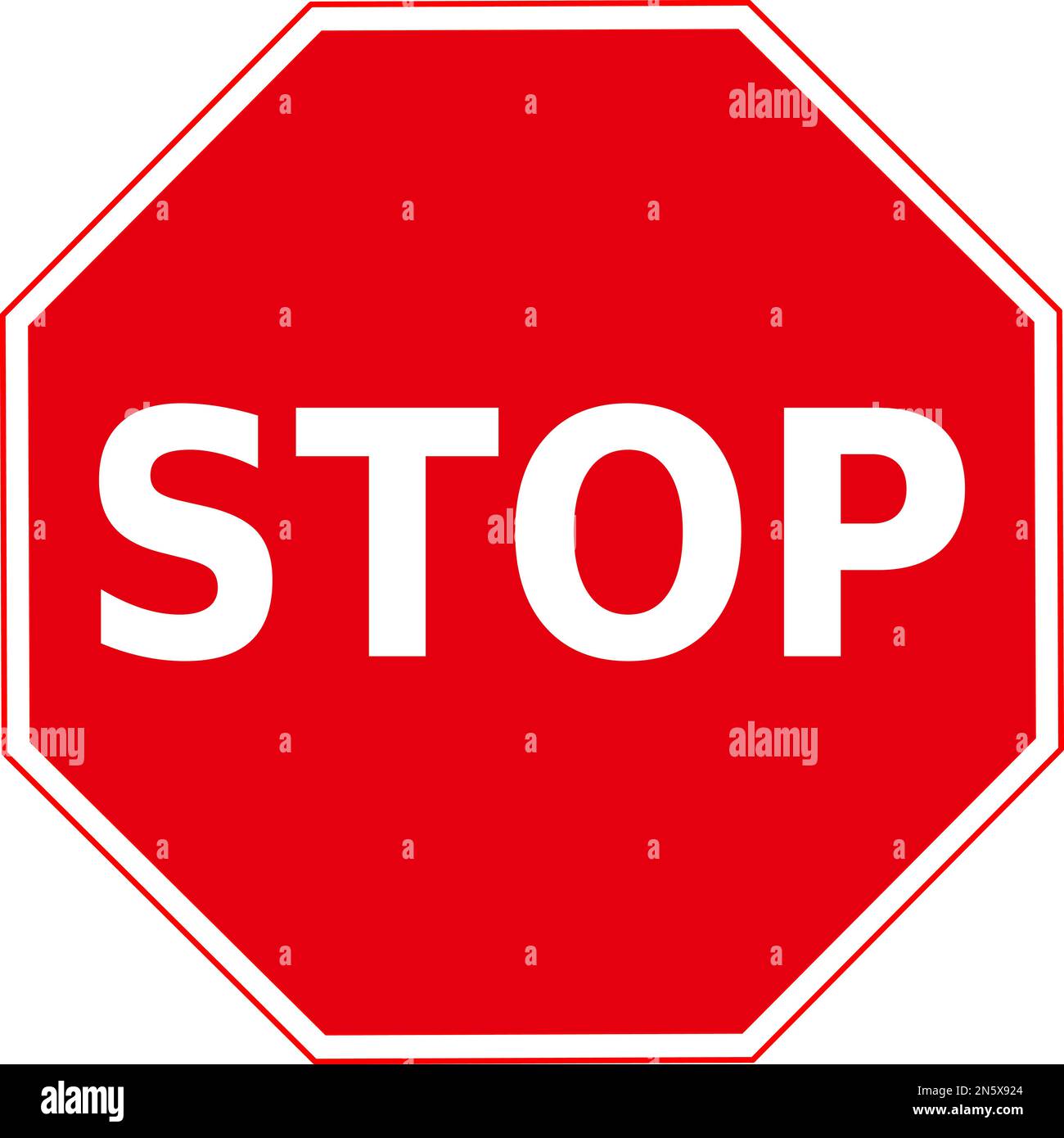 Vector graphic of a uk stop and give way road sign. It consists of stop in white lettering contained within a red octagon Stock Vector