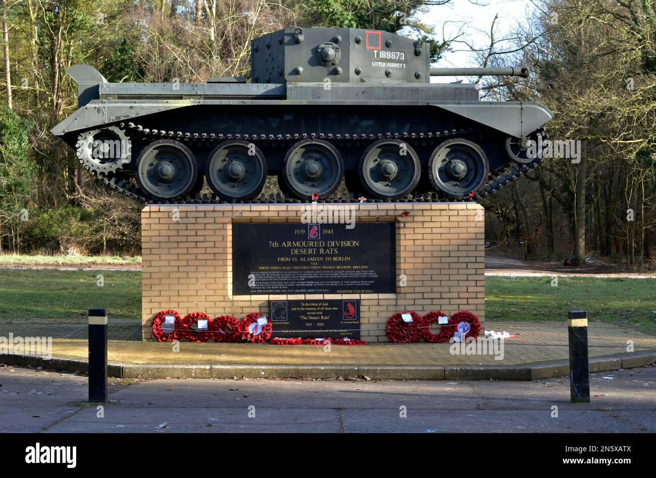 monument to 7th armoured division desert rats thetford forest thetford norfolk england Stock Photo