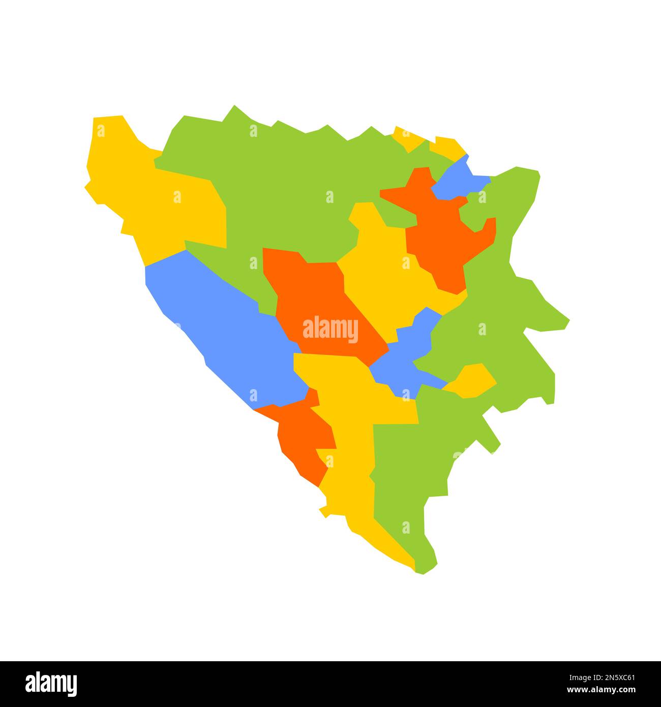 Bosnia and Herzegovina political map of administrative divisions 