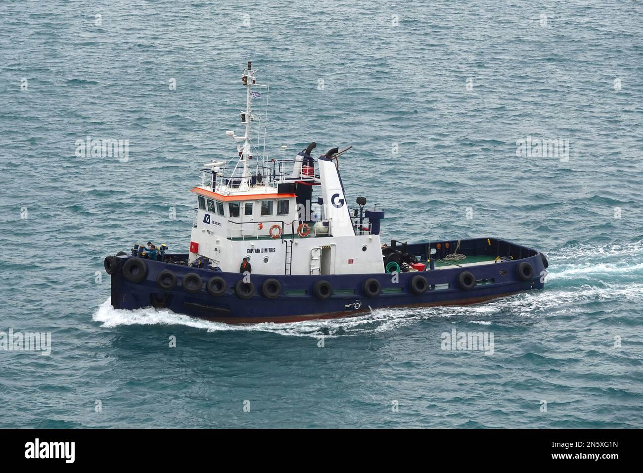 The tug boat Captain Dimitris, IMO 8129204 Stock Photo