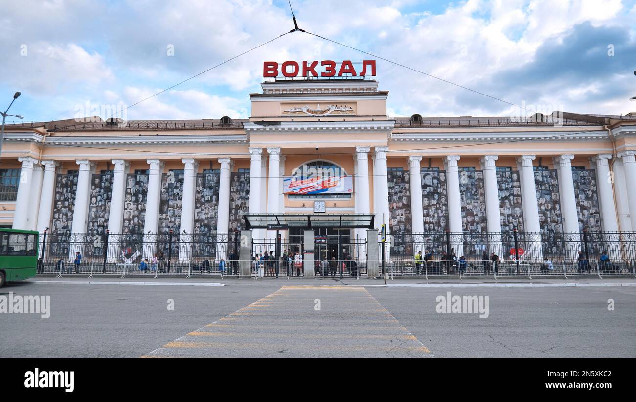 Yekaterinburg, Russia - August 5, 2021: Yekaterinburg Railway station, a major transportation hub on the Trans-Siberian main line. Stock Photo