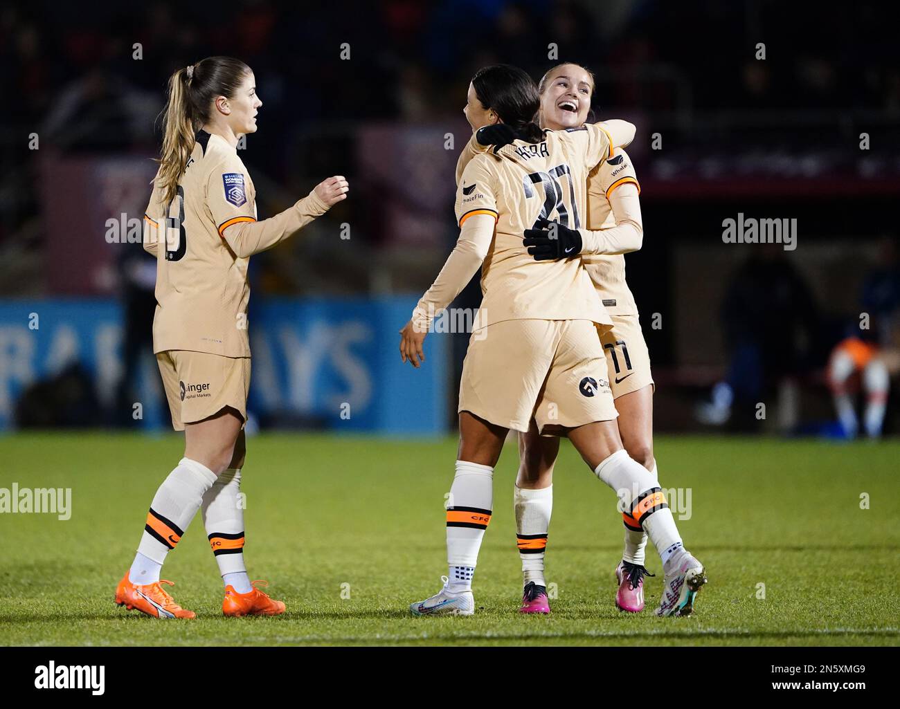Chelsea's Guro Reiten (right) celebrates with teammate Sam Kerr after scoring their side's
