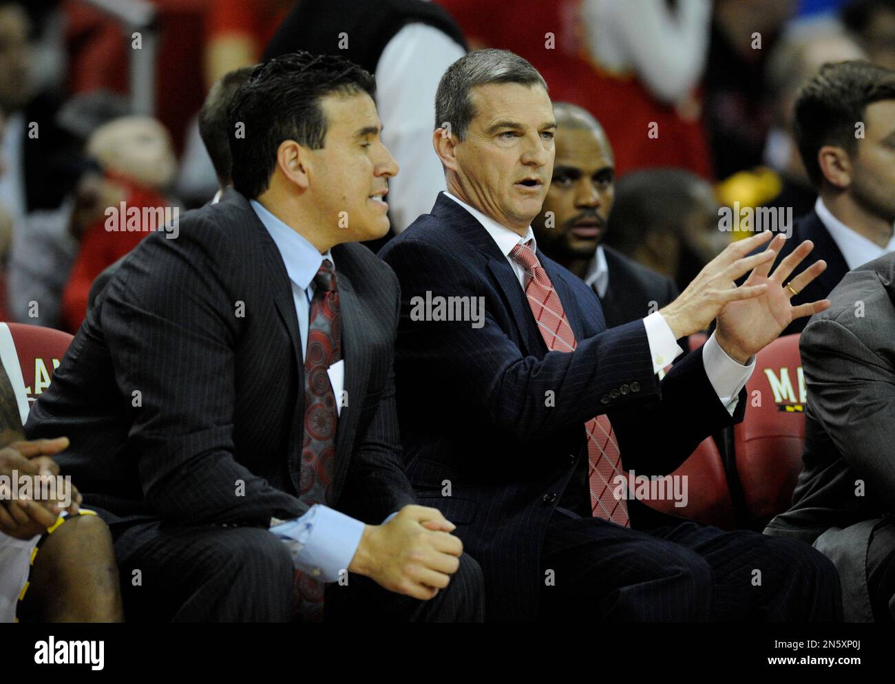 Maryland head coach mark turgeon right gestures on the bench during