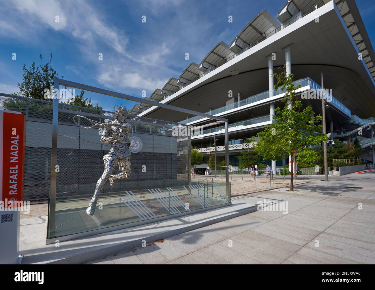 Rafael Nadal statue at Roland Garros tennis courts Stock Photo