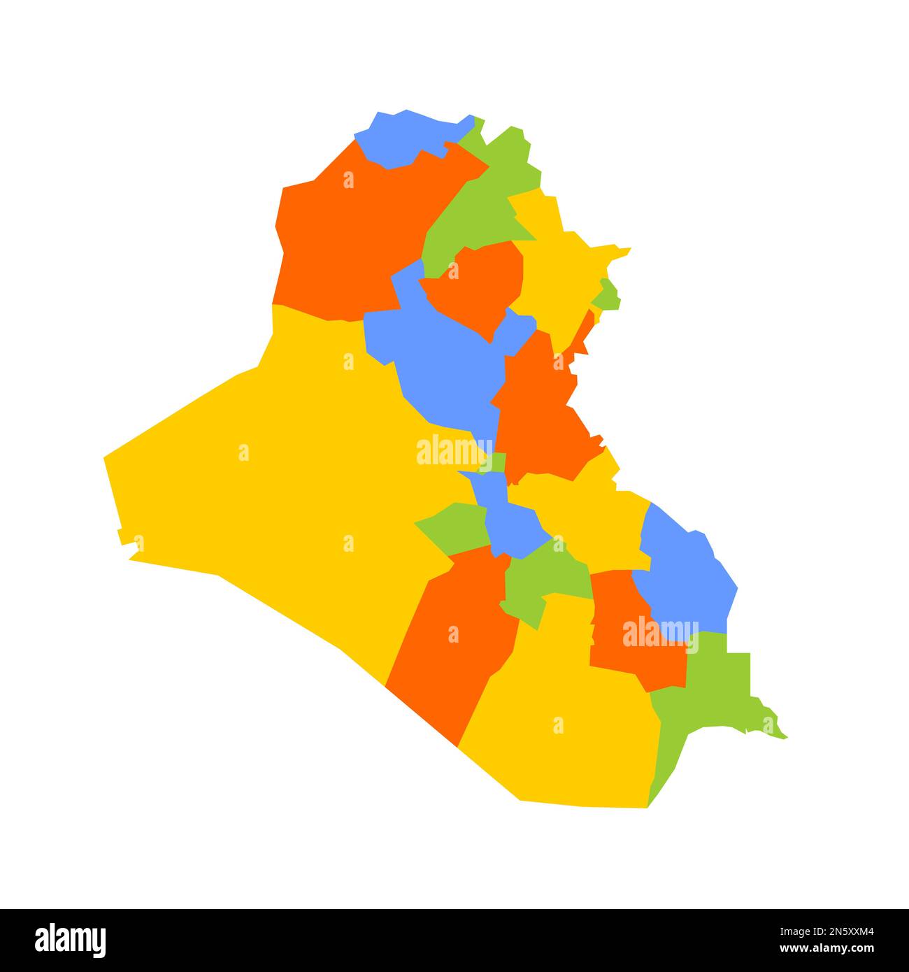 Iraq political map of administrative divisions - governorates and Kurdistan Region. Blank colorful vector map. Stock Vector