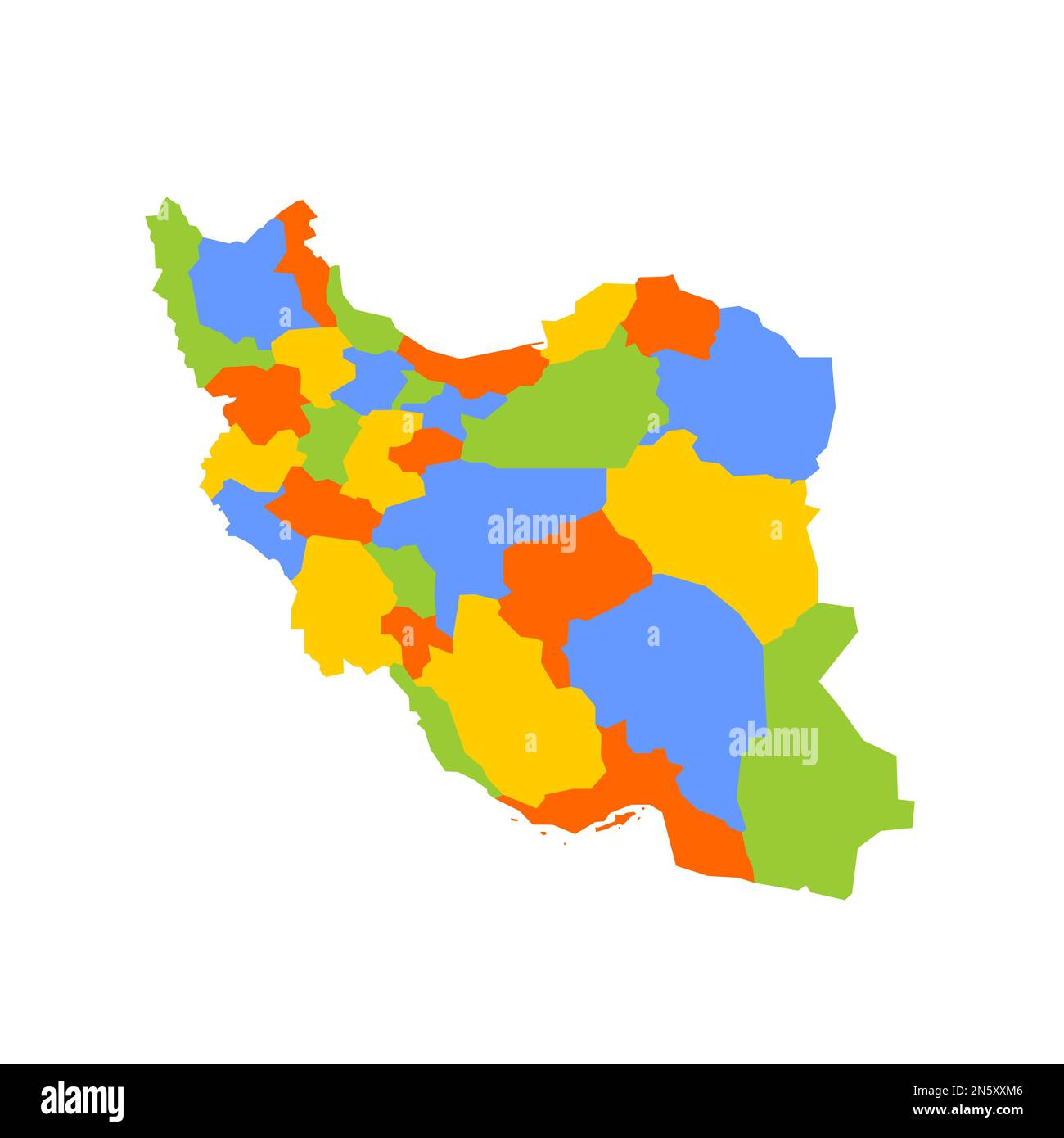 Iran political map of administrative divisions - provinces. Blank colorful vector map. Stock Vector