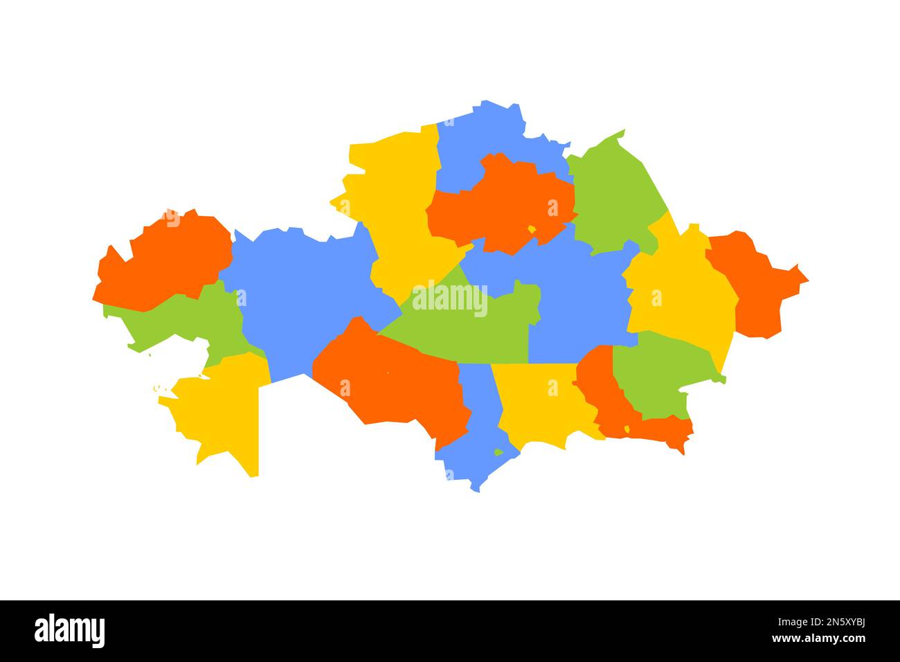 Kazakhstan political map of administrative divisions - regions and cities with region rights and 