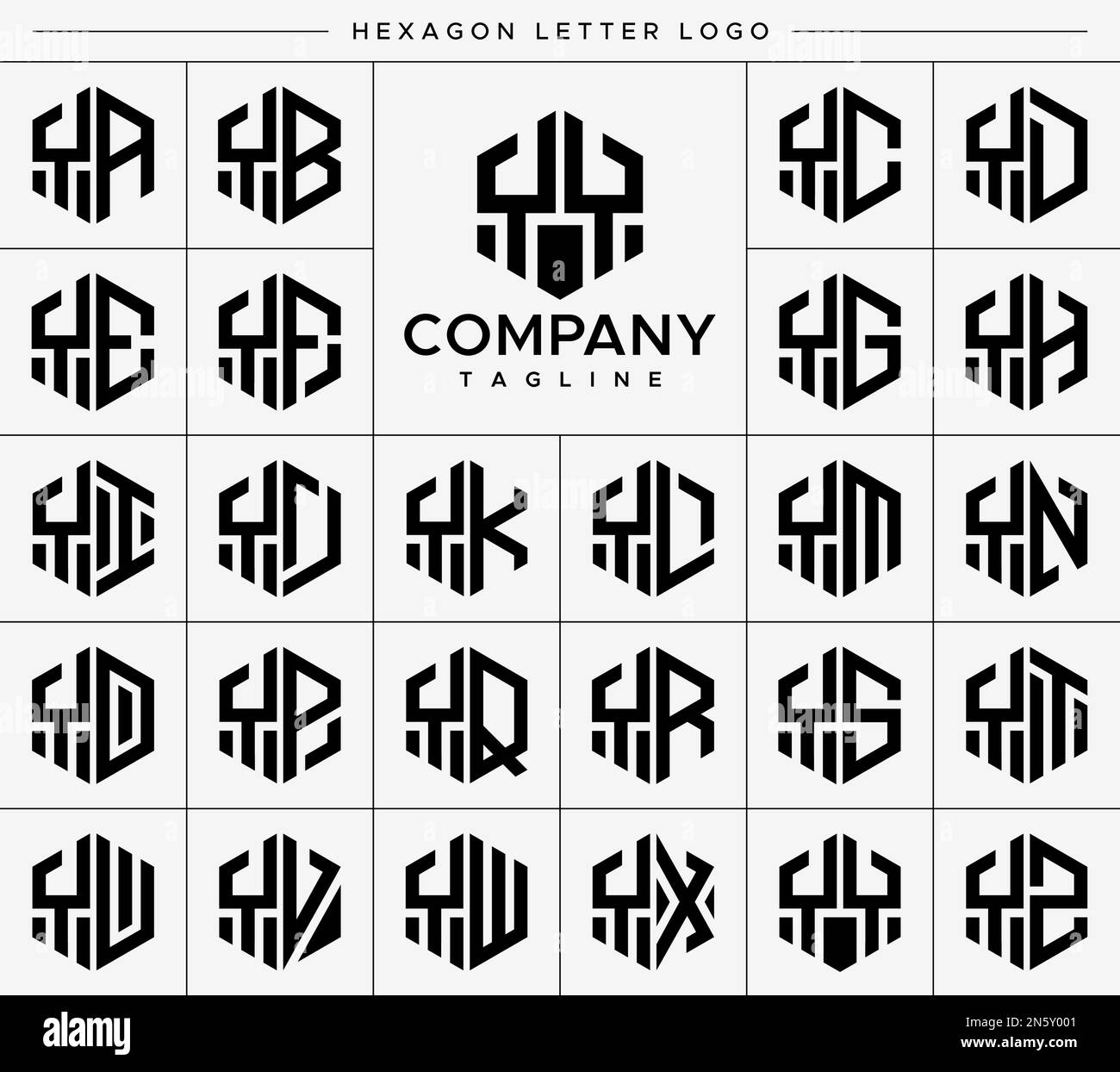 Modern hexagon Y letter logo design vector set. Hexagonal YY Y logo ...