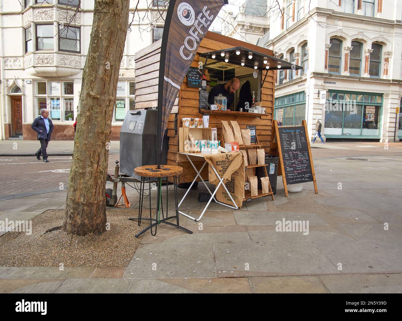 Food vendor on a high street in Ipswich, UK Stock Photo - Alamy