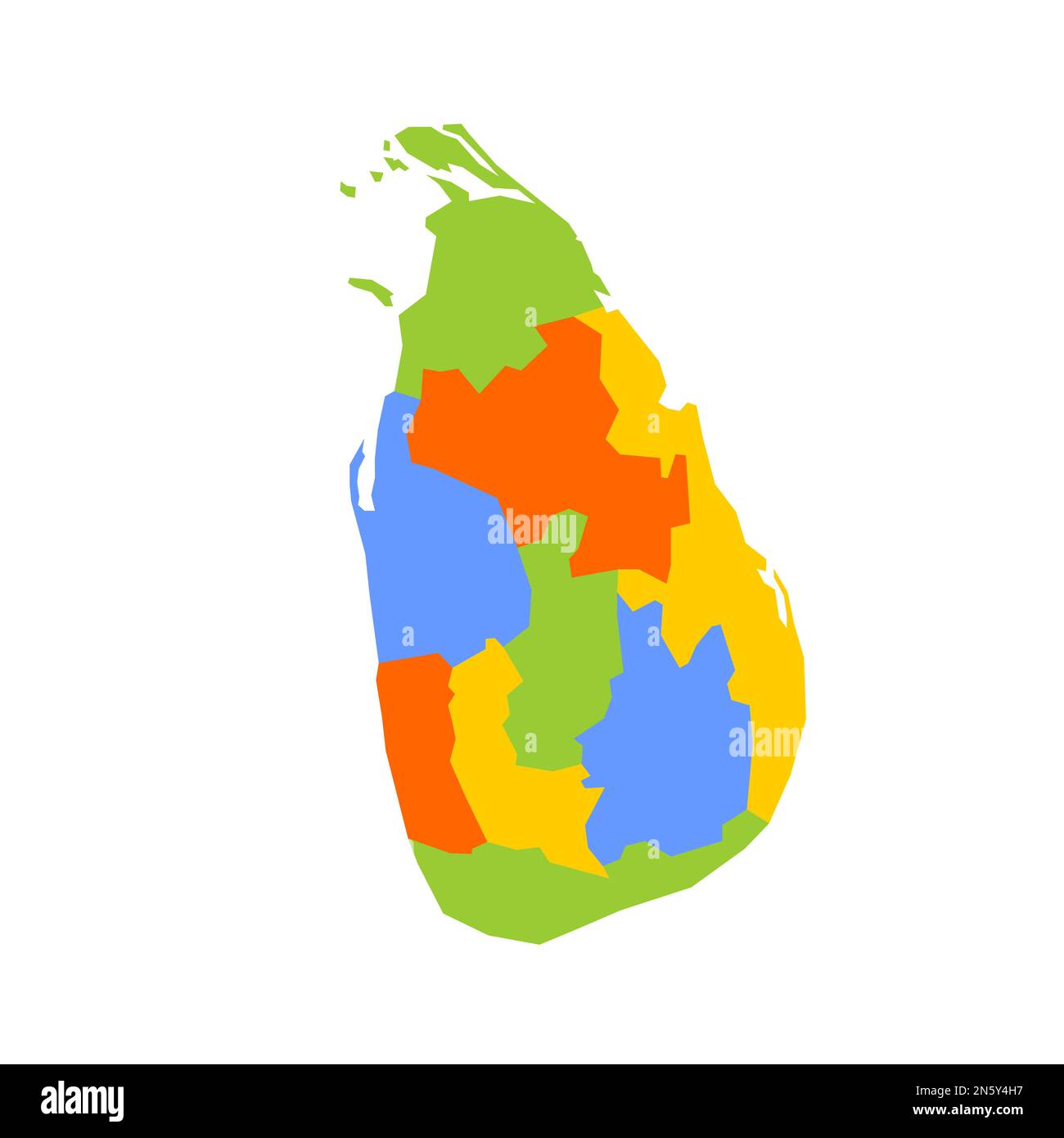 Sri Lanka political map of administrative divisions - provinces. Blank colorful vector map. Stock Vector