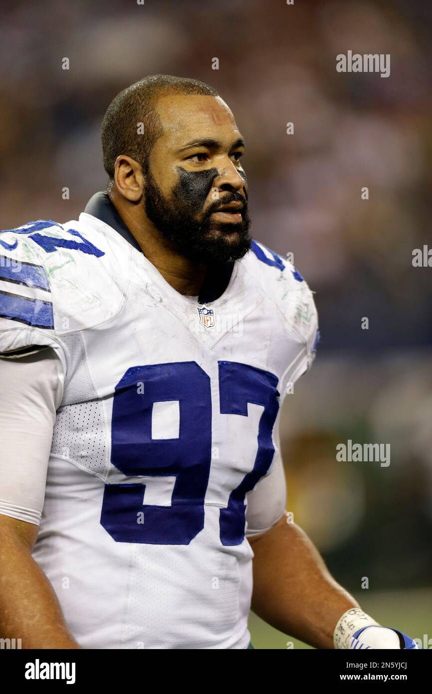 Dallas Cowboys' Jason Hatcher (97) walks off the field during the