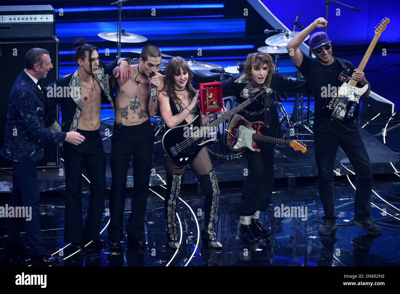 San Remo, Italy. 09th Feb, 2023. Sanremo, 73rd Italian Song Festival, Third Evening. In the